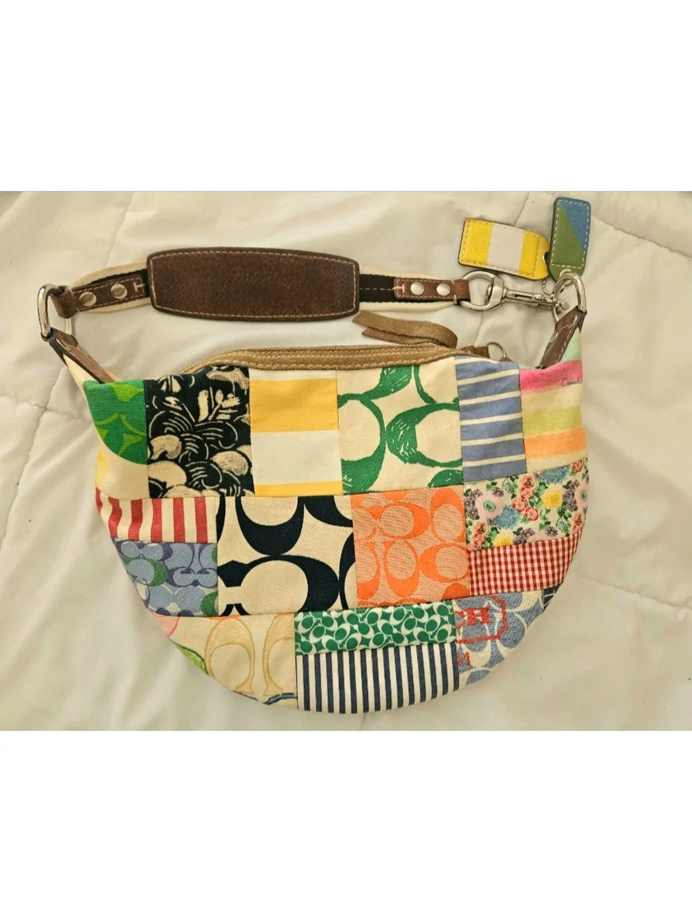 Authentic Coach Hamptons Weekend Patchwork Hobo Bag